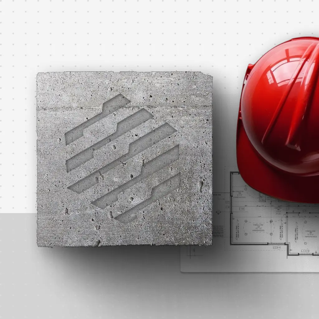 Betonblock mit dem Logo von neukonzept